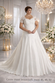 Plus size trouwjurk A-lijn 48 50 52 ivoor