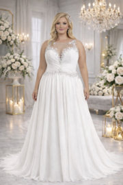 A lijn trouwjurk grote maten 50 52 54 wit