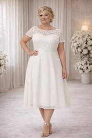 Grote maten korte trouwjurk ivoor maat 44 46 48