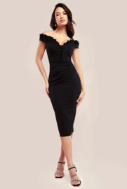 Zwarte cocktailjurk off shoulder maat 34 36