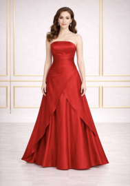 Rode strapless galajurk satijn maat 34-40