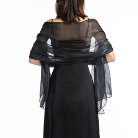 zwarte stola van organza