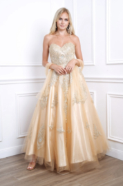 prinsessen trouwjurk goud maat 44, 46, 48