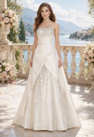 A-lijn trouwjurk ivoor strapless maat 32-40