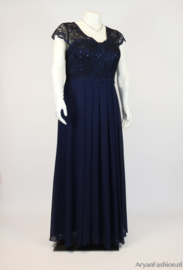 grote maat avondjurk marineblauw maat 50 t/m 58