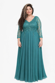 lange mouwen galajurk grote maat 44 t/m 50