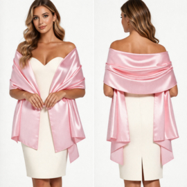 lichtroze stola van satijn