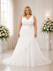 Plus size trouwjurk A-lijn maat 48-50