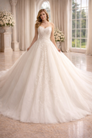 prinsessen trouwjurk baljurk sleep 5 meter maat 34 36 38