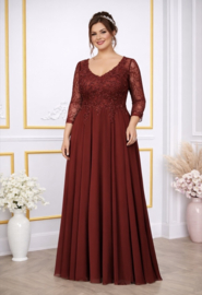 lange mouwen galajurk grote maat 44 t/m 60