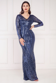 marineblauwe galajurk maat 34, 36