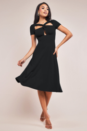 zwarte midi jurk  maat 36 38