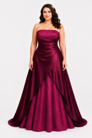 fuchsia strapless galajurk glitter maat 38-40-42