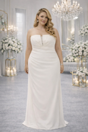 Plus size trouwjurk ivoor strak model maat 44 46 48