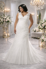 Fit & flare trouwjurk grote maten 52 54 56