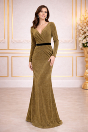 Gouden galajurk glitter lange mouw – maat 38 40