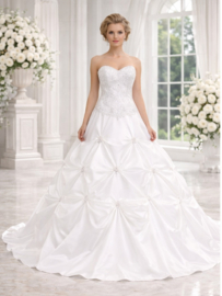 Sissi trouwjurk wit strapless satijn maat 34 36 38