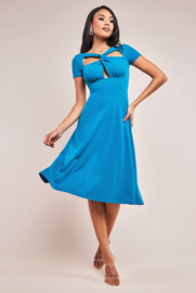 petrol kleur midi jurk maat 36 38