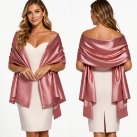 roze stola van satijn