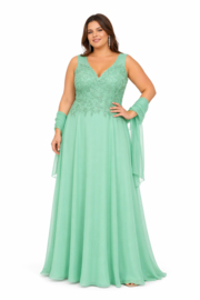 mintgroene grote maat galajurk 46, 48, 50