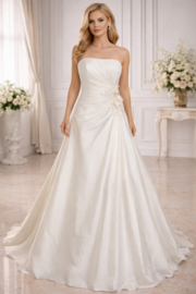 rouwjurk ivoor strapless A-lijn maat 34-38