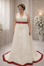 Grote maten trouwjurk met kleur bordeaux maat 44 46