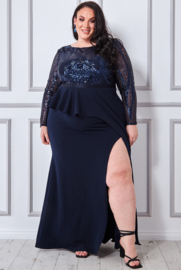 plus size galajurk marineblauw maat 50, 52, 54