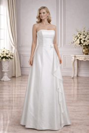 rouwjurk ivoor taffeta strapless A-lijn maat 34-38