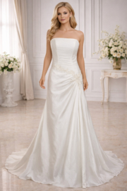 trouwjurk ivoor strapless A-lijn maat 34-38 taffeta