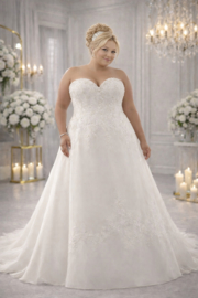 A-lijn trouwjurk grote maten 54 56 58 ivoor