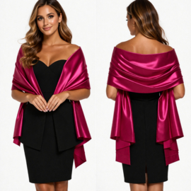 fuchsia stola van satijn