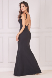 zwarte galajurk halter met bloem detail maat 34 36