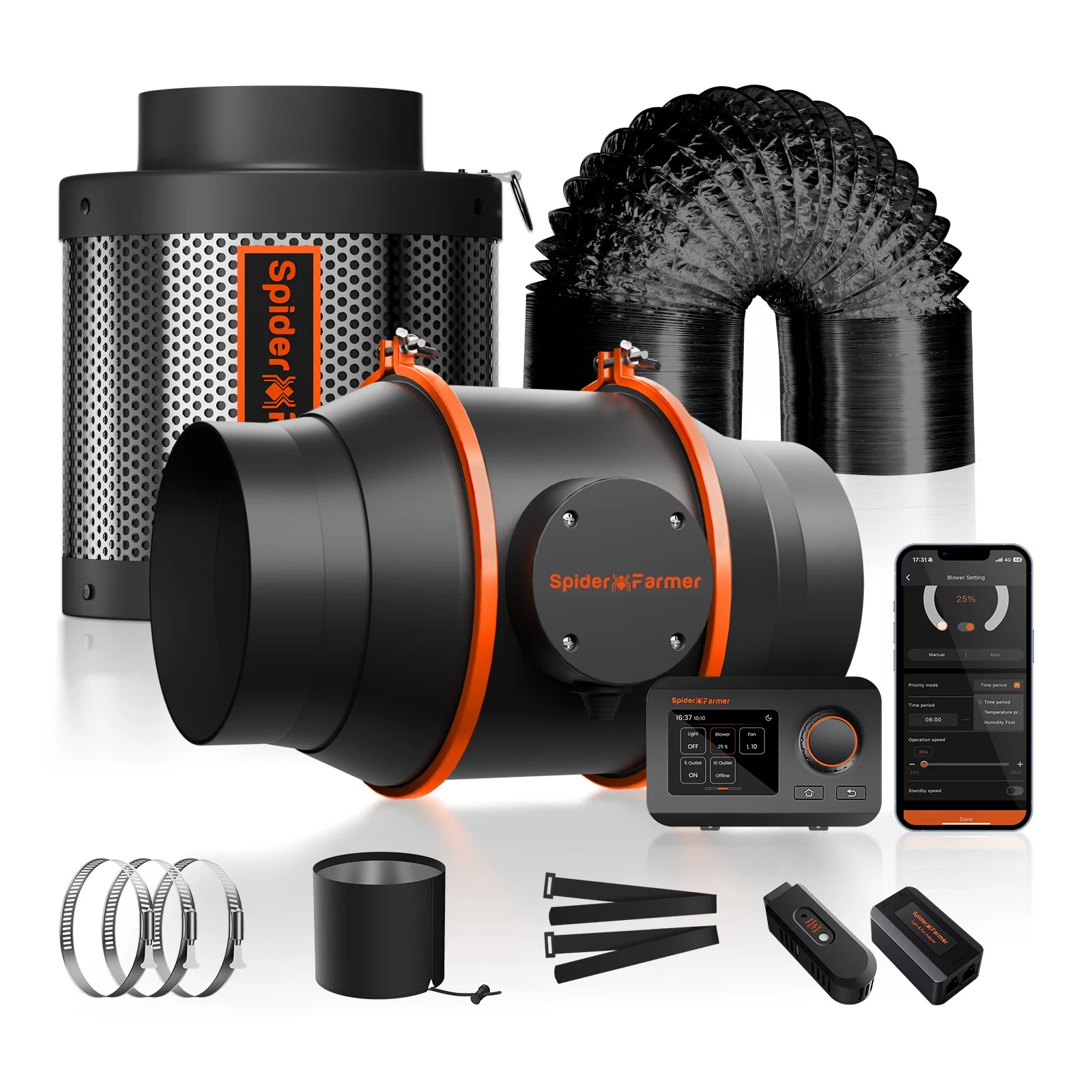 Spider Farmer 150mm Inline ventilator Filter set + GGS Controller