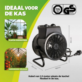 Biogreen Elektrische kasverwarming Malta 2.0 2000 W