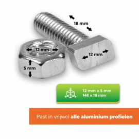 Biogreen Hamerkopschroeven met moer M6 - 20 stuks