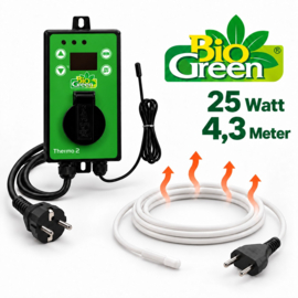 Biogreen Set bodemverwarmingskabel 4,3 m 25 W met Thermo2 thermostaat