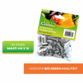 Biogreen Hamerkopschroeven met moer M6 - 20 stuks