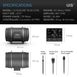 AC INFINITY CLOUDLINE PRO T8 200mm