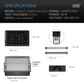 AC Infinity Stek kas met LED-balken en hoogteverlenging - AC-HDL5
