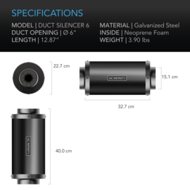 AC Infinity lucht kanaal demper 15cm - AC-DSA6