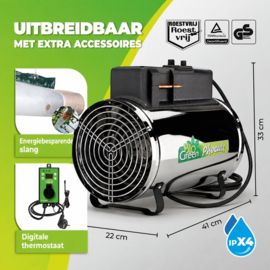 Biogreen Kasverwarming Phoenix 2800 W met thermostaat