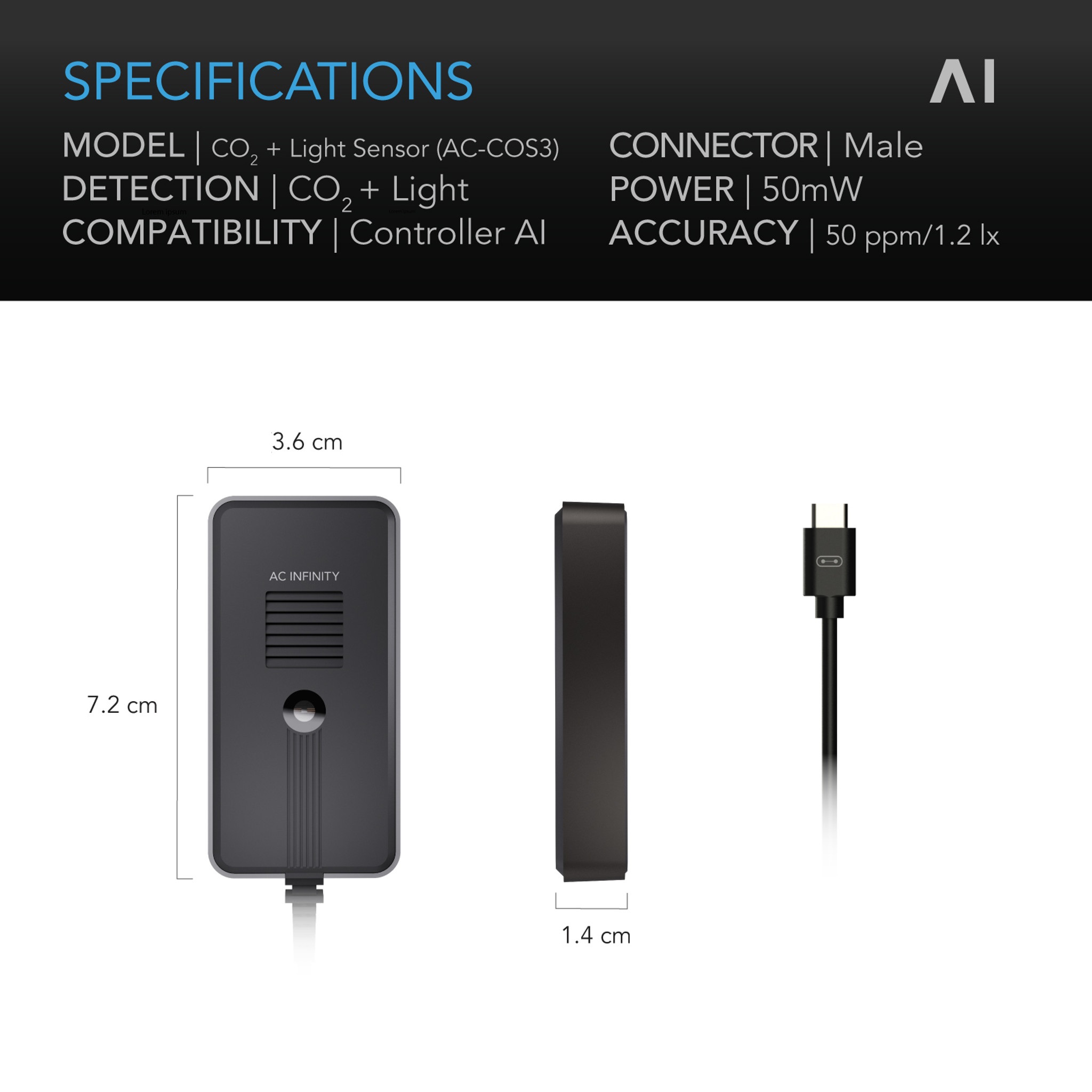 AC INFINITY CO2 + Light Sensor