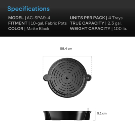 AC Infinity Zelfbewaterende Pot Base XL 4 stuks - AC-SPA9-4