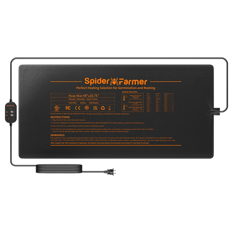 Spider Farmer warmte mat + temp control 121 x 52cm