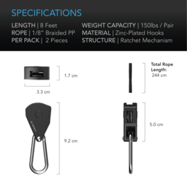 AC INFINITY Heavy Duty Rope Hanger set