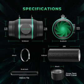 Mars Hydro iFresh 15cm Smart SET Inline Fan + Filter + Speed Controller