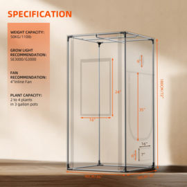 Spider Farmer 90x90x180cm Pro Grow Tent Wit