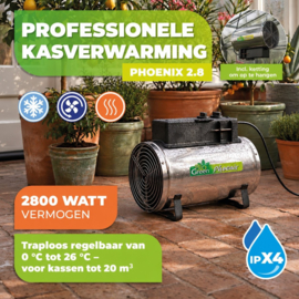 Biogreen Kasverwarming Phoenix 2800 W met thermostaat