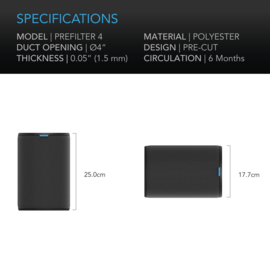 AC INFINITY stof filterdoek voor Carbon Filter 4-Inch