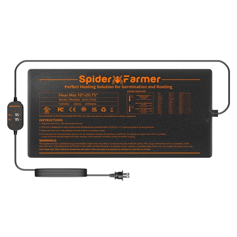 Spider Farmer warmte mat + temp control 52 x 25cm